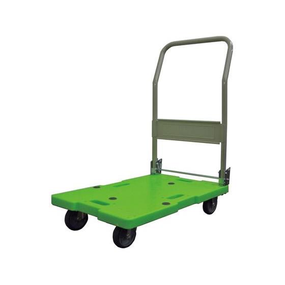 樹脂台車 ハンドル折畳式 120kg荷重 グリーン ナンシン LSK-111