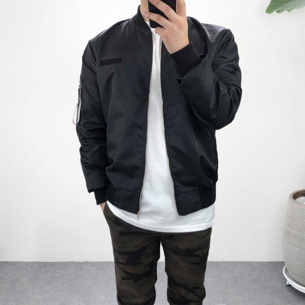 メンズベーシックフィットカモジッパーポケットMA-1ブルゾンフライトジャケット2色