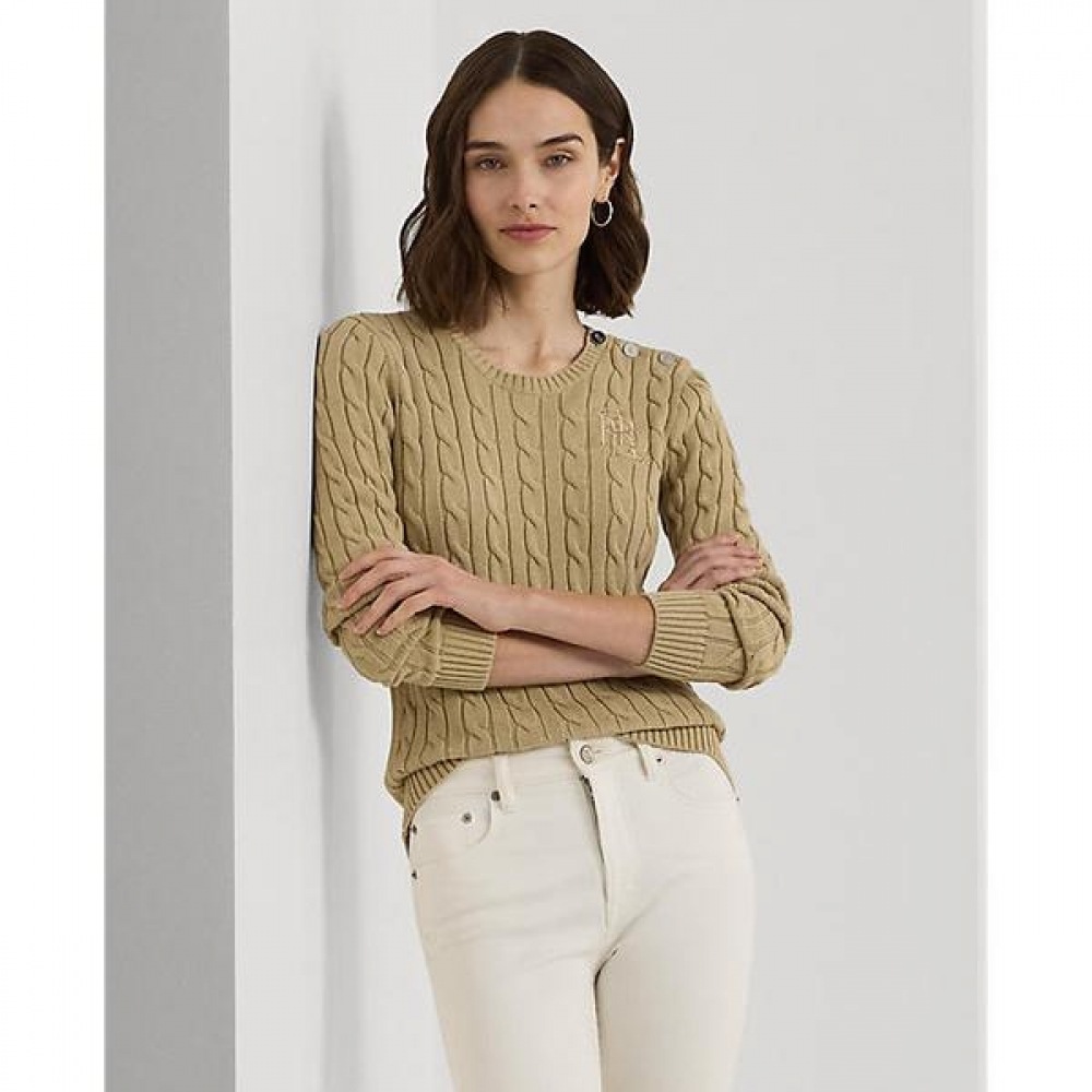 ローレン ラルフ ローレン ボタン トリム ケーブル ニット コットン セーター WMLRSWES6820666270