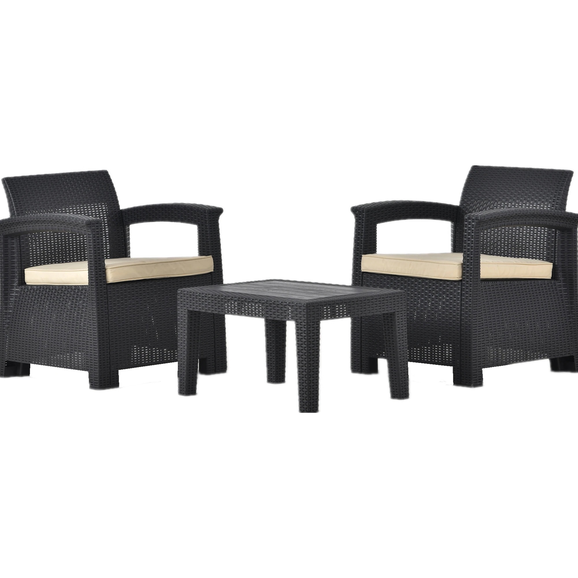 2075ラタン調 ガーデンファニチャー 3点 ガーデンテーブル ガーデンチェアー ラタン調 テーブル 家具 樹脂 ホテル カフェ ベランダ テラス 屋外家具 高級 ソファ ガーデンソファー ガーデニン 19,281円