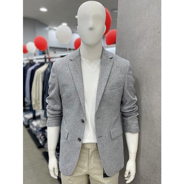 メンズベーシックフィットリネン混紡ミニハウンドトゥースチェック夏カジュアルコンビジャケット_JK