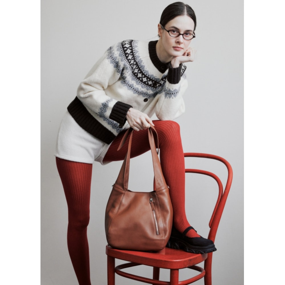 ドヴァリスモジラムスキンキャメルホーボーバッグ M