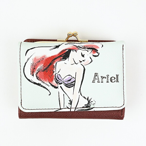 ディズニープリンセス アリエル 水彩タッチ柄三つ折りがま口財布 ミント Disney_1205-d7355mt-8