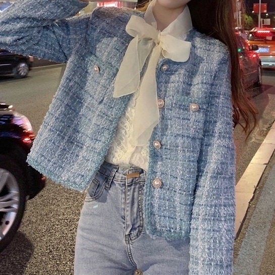 アウター レディース ジャケット ノーカラージャケット 韓国 ショート ショート丈 長袖 ツイード かわいい 大人可愛い きれいめ 上品 エレガント おしゃれ お洒落 こなれ感 ラブリー キュート 4,932円