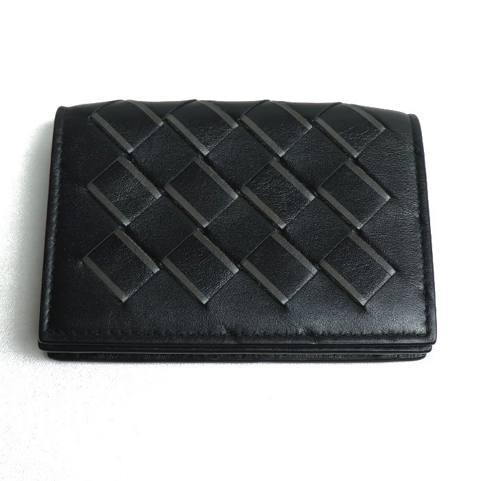 BOTTEGAVENETA ボッテガヴェネタ イントレチャート ビジネス カードケース カードケース ブラック/ライトグラファイト 605720V3TD21391 ICチップ メンズ 中古 美品