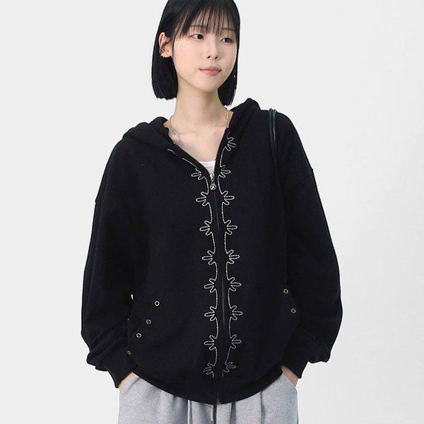 男女兼用刺繍ラインフードジップアップ SHX003