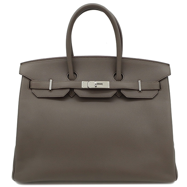 エルメス HERMES ハンドバッグ バーキン35 ヴォーエプソン エタン シルバー金具 グレージュ Q刻印【中古】