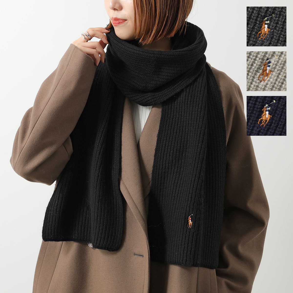 Polo Ralph Lauren ポロラルフローレン マフラー PC0972 メンズ レディース リブ ニット ポニー刺繍 ウールブレンド ストール カラー4色 10,195円