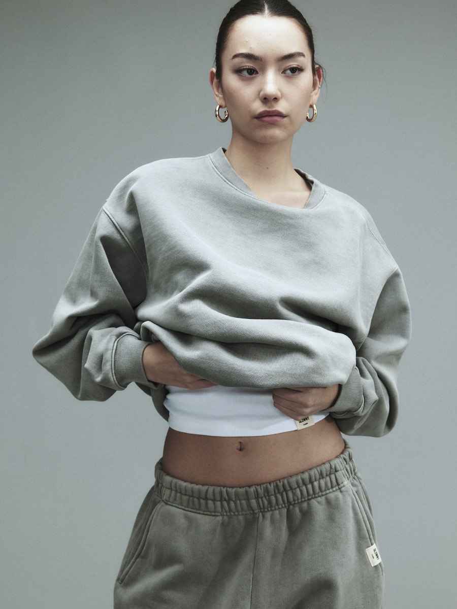 【GLOWNY】 G CLASSIC WASHED SWEATSHIRTS : GRAY