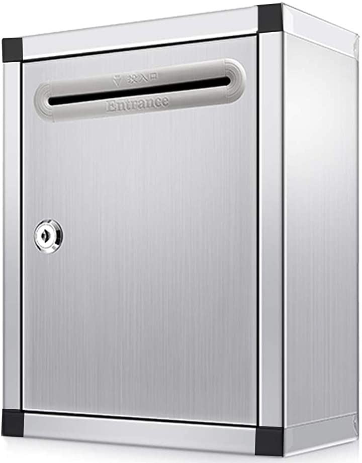 ステンレス製 鍵付き メールボックス 郵便受け ポスト レターボックス 盗難防止 窓なし・シルバー(シルバー・窓なし)