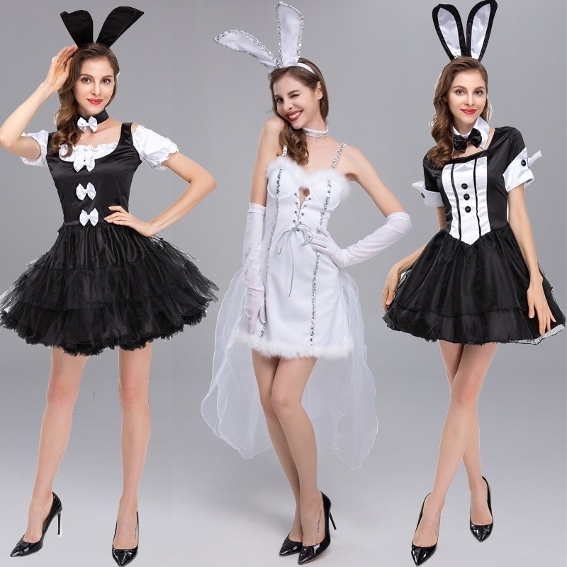 ハロウィーンの新しいセクシーなバニーガールコスチュームナイトクラブバーdj女性シンガーリードダンサーマジシャンコスチューム