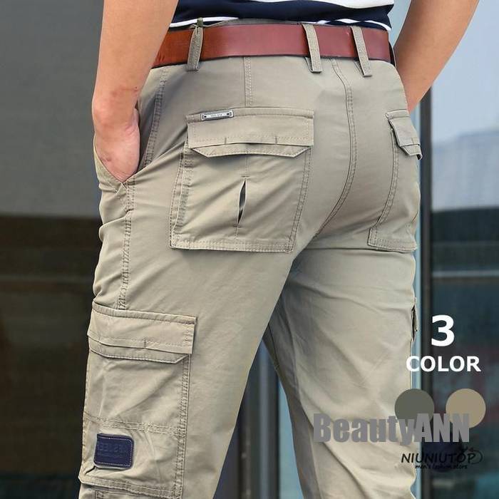 【今季トレンド】新生活 カーゴパンツ ミリタリー メンズ スリムパンツ アウトドア 作業着 カジュアル マルチポケットズボン ストレートズボン 春 夏 プレゼント ギフト