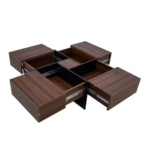 ローテーブル センターテーブル 正方形 コンパクト収納 収納付き 隠す収納 引き出し 収納型 テーブル リビング用テーブル 幅80.5×奥行80.5cm×高さ35cm 高級感　おしゃれ