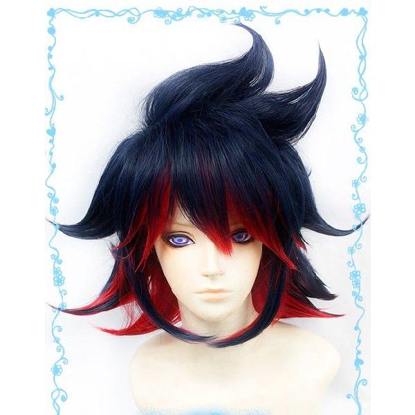 仮装用ウィッグ キルラキル KILL la KILL 纏 流子（まとい りゅうこ） 紺色とレッド ゼミロング コスプレウィッグ