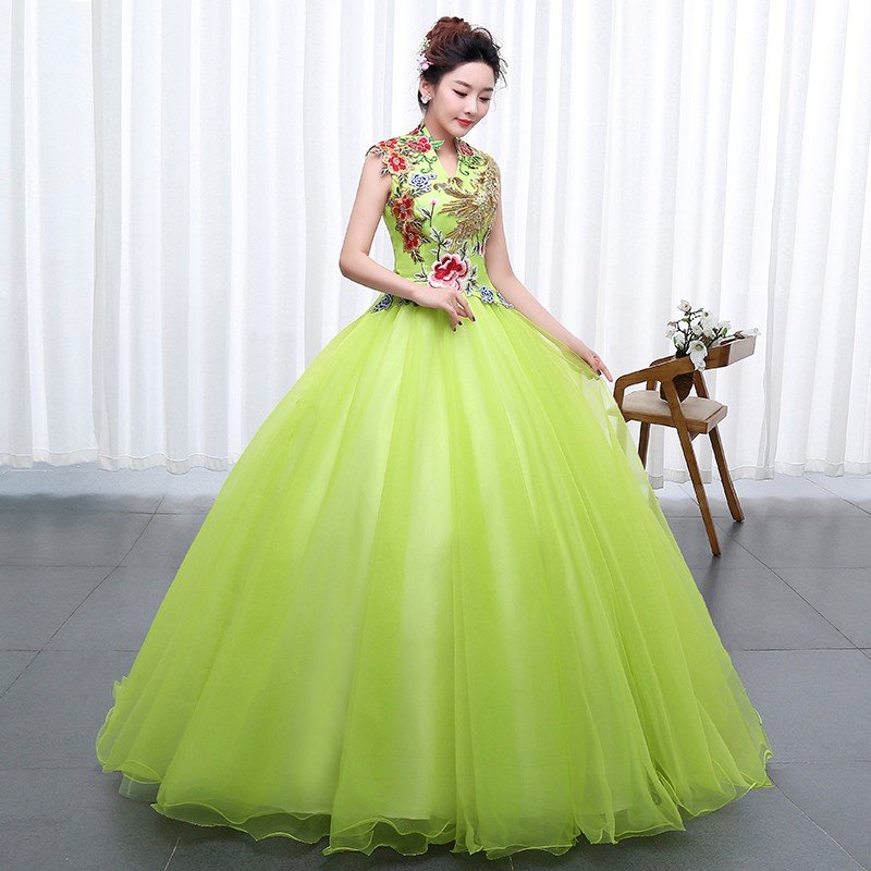 カラードレス ウェディングドレス ロング 二次会ドレス パーティードレス ロングドレス 花嫁ドレス 大きいサイズ 結婚式 グリーン