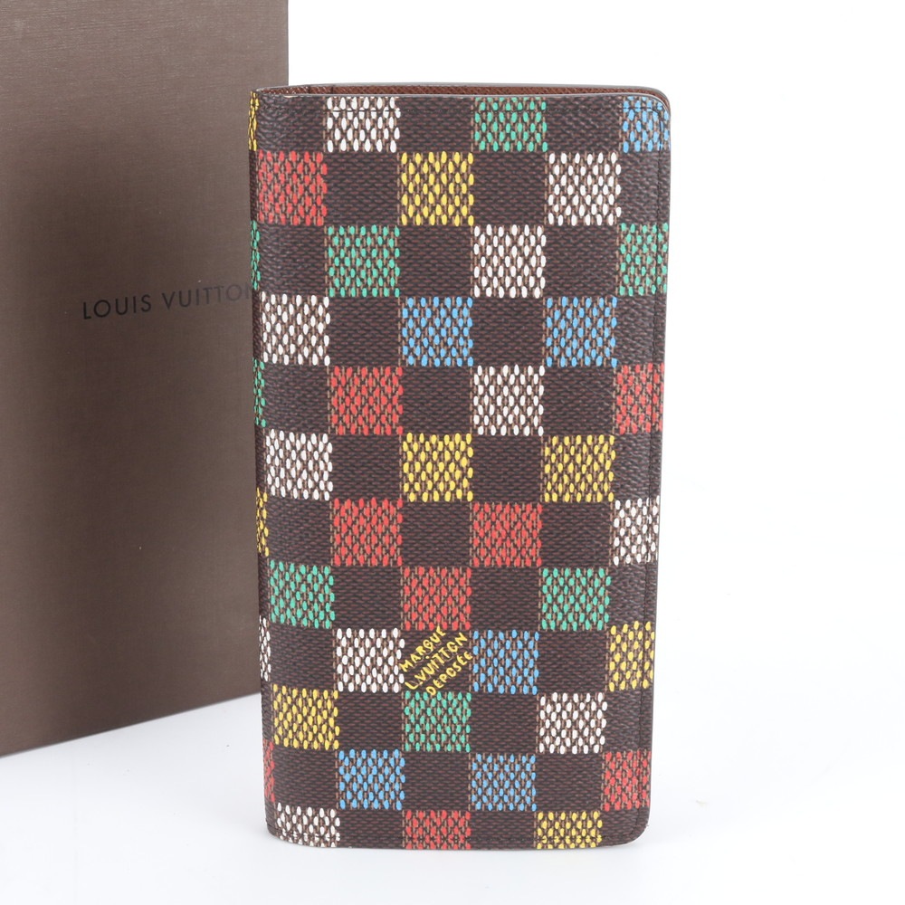 極美品 RFID付 ダミエ ポルトフォイユ ブラザ LV バース N00141 レザー×コーティングキャンバス 長財布 長財布 二つ折り ウォレット ラウンドファスナー メンズ RWE DY5-8 中