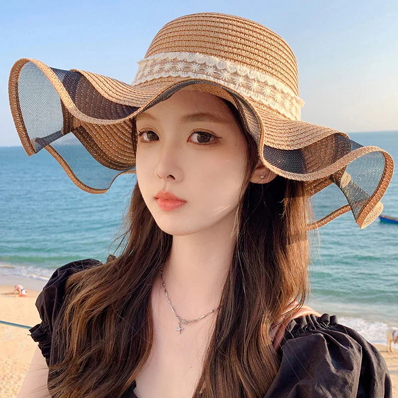 新作入荷紫外線対策 紫外线防护韓国 ファッション 春夏 レース ビーチハット キャップ サンバイザー レディース UVカット アウトドア キャップ 小顔効果 46aa4780