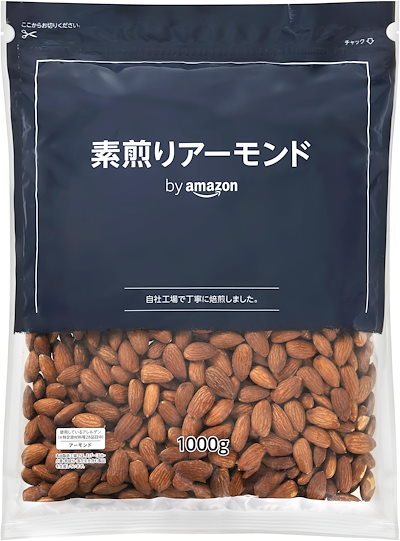 他サイト： [Amazonブランド] Happy Belly 素煎りアーモンド 1kg 植物油不使用の商品画像