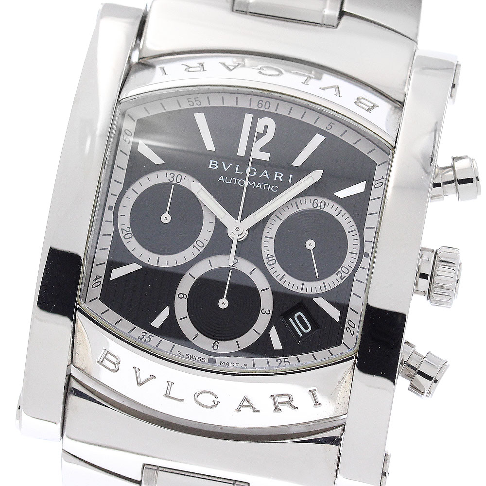 ブルガリ BVLGARI AA48SCH アショーマ クロノグラフ デイト 自動巻き メンズ 良品 箱・保証書付き_955038【中古】