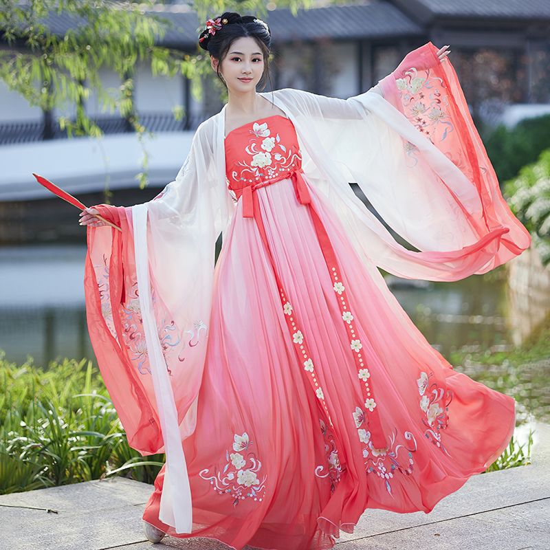 唐製漢服の女性用ミロバランスカート長袖シャツ漢要素刺繍