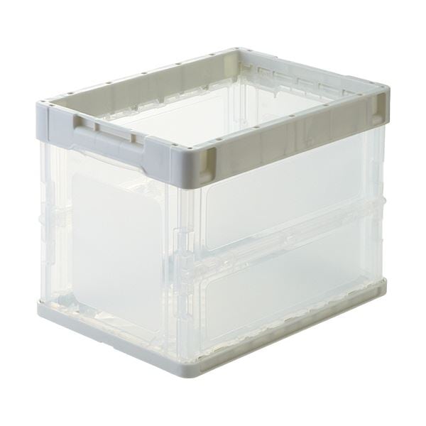 （まとめ） TANOSEE折りたたみコンテナ 軽量タイプ フタなし 20L ホワイト／透明 1台 [x3セット] 7,694円