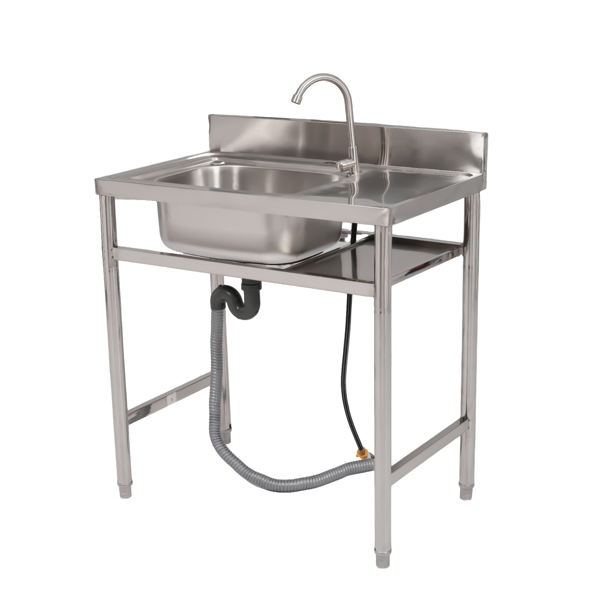 【幅80cm】屋外 流し台 ステンレス製 ガーデンシンク 作業台 キッチン 台所 屋外 簡易 シンク 組み立て簡単 収納棚付 庭 高さ調節 調理台 ガーデニング 庭 DIY 頑丈 新作【シルバー】GG 9,280円