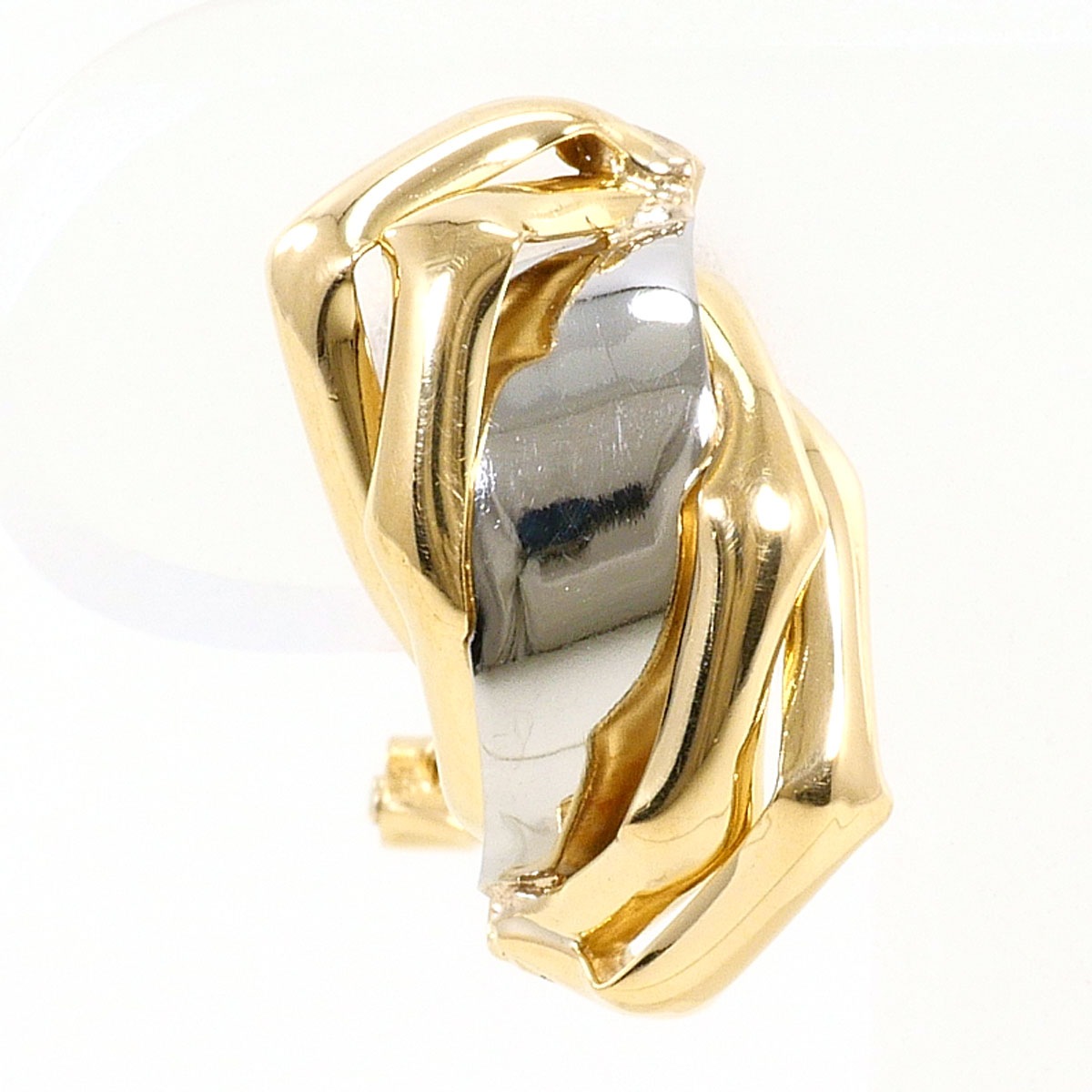 PT900 プラチナ K18 18金 YG イエローゴールド イヤリング(片耳) 総重量約1.7g ジュエリー 中古