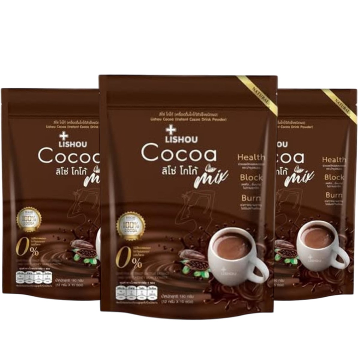 LISHOU COCOA MIX 15 Sachets x 3 packs