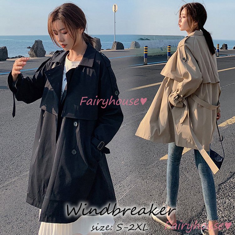 トレンチコート レディース 40代 ミディアム丈ジャケットカーキ スプリングコート 春コート 薄手ア