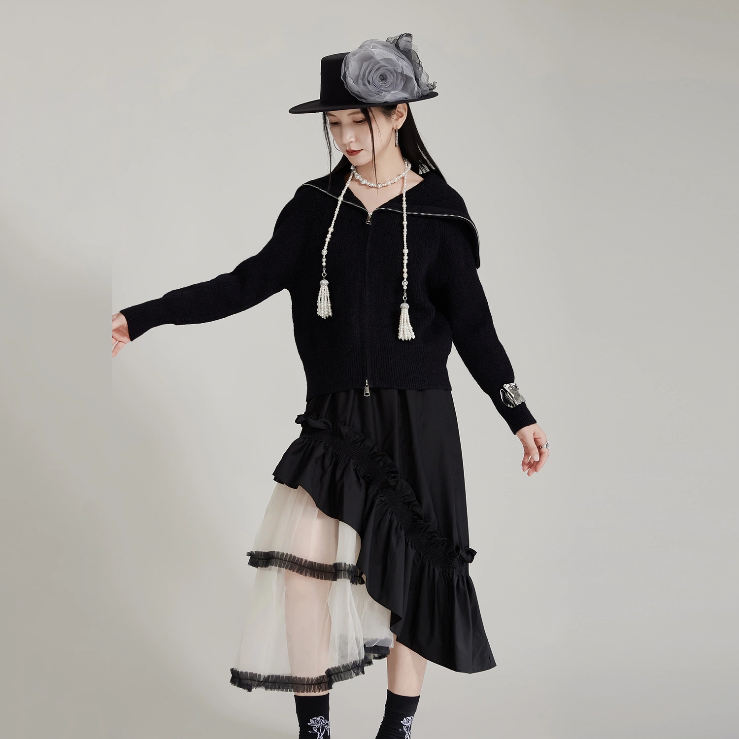 【J.Fashion】 202今週の割引は 25% オフです4秋新品 ニットカーディガン ファスナー スウェット ニット 個性的なデザイン 関連商品は店で購入可能 メガ割