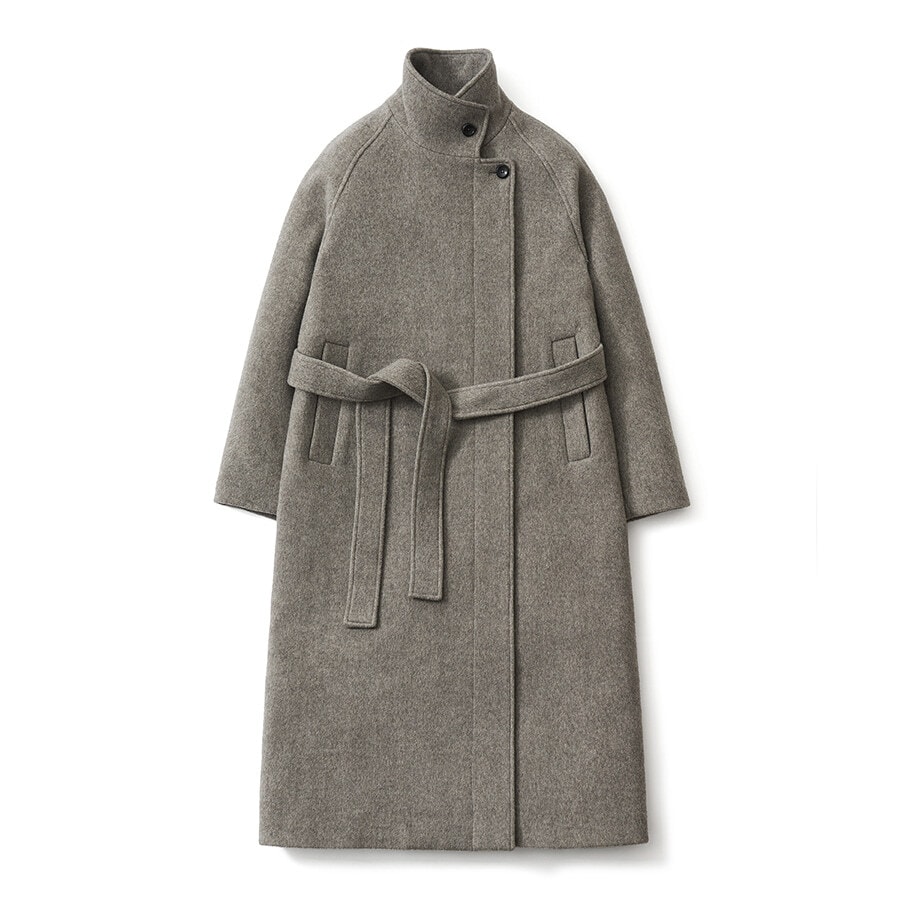【POTTERY】 W CASHMERE HIGH NECK COAT : MID GRAY