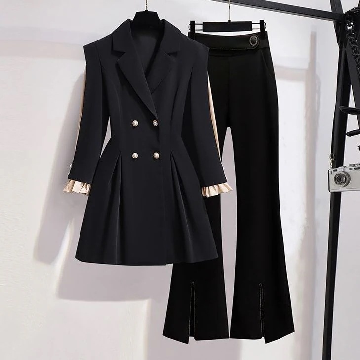 新作 セットアップレディースパンツスーツロングジャケットワイドパンツレディースファッションスーツ高品質
