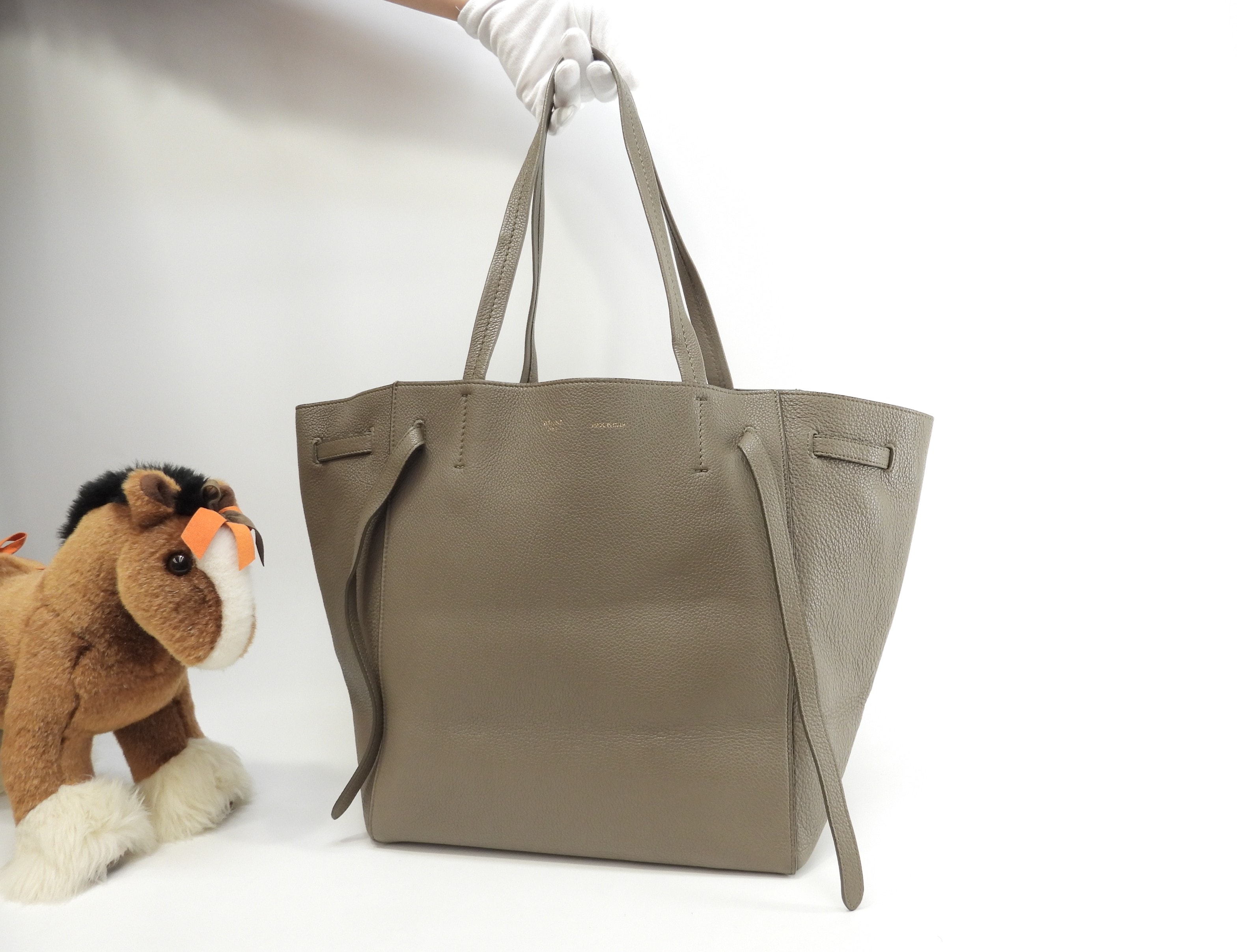 カバファントム スモール レザー灰 トートバッグ ショッピングバッグ 美品@S-LA-3155