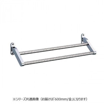 シロクマ フラット二段タオル掛 600mm 金 BT-41