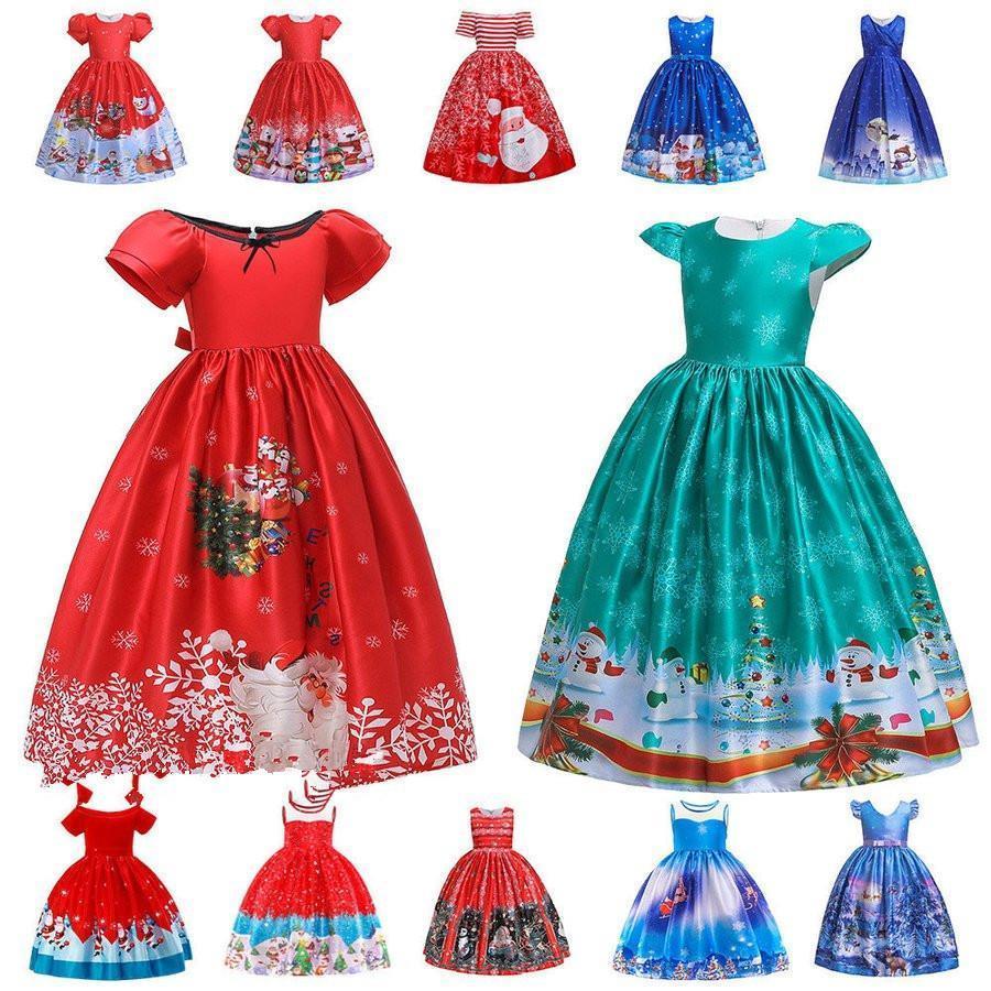 新作限定クリスマス 衣装 ワンピース 女の子 サンタクロース 子供 コスチューム コスプレ 雪柄 プリント レッド 赤 緑 孫 キッズ ギフト テレビ パーティー 演出服 5,199円