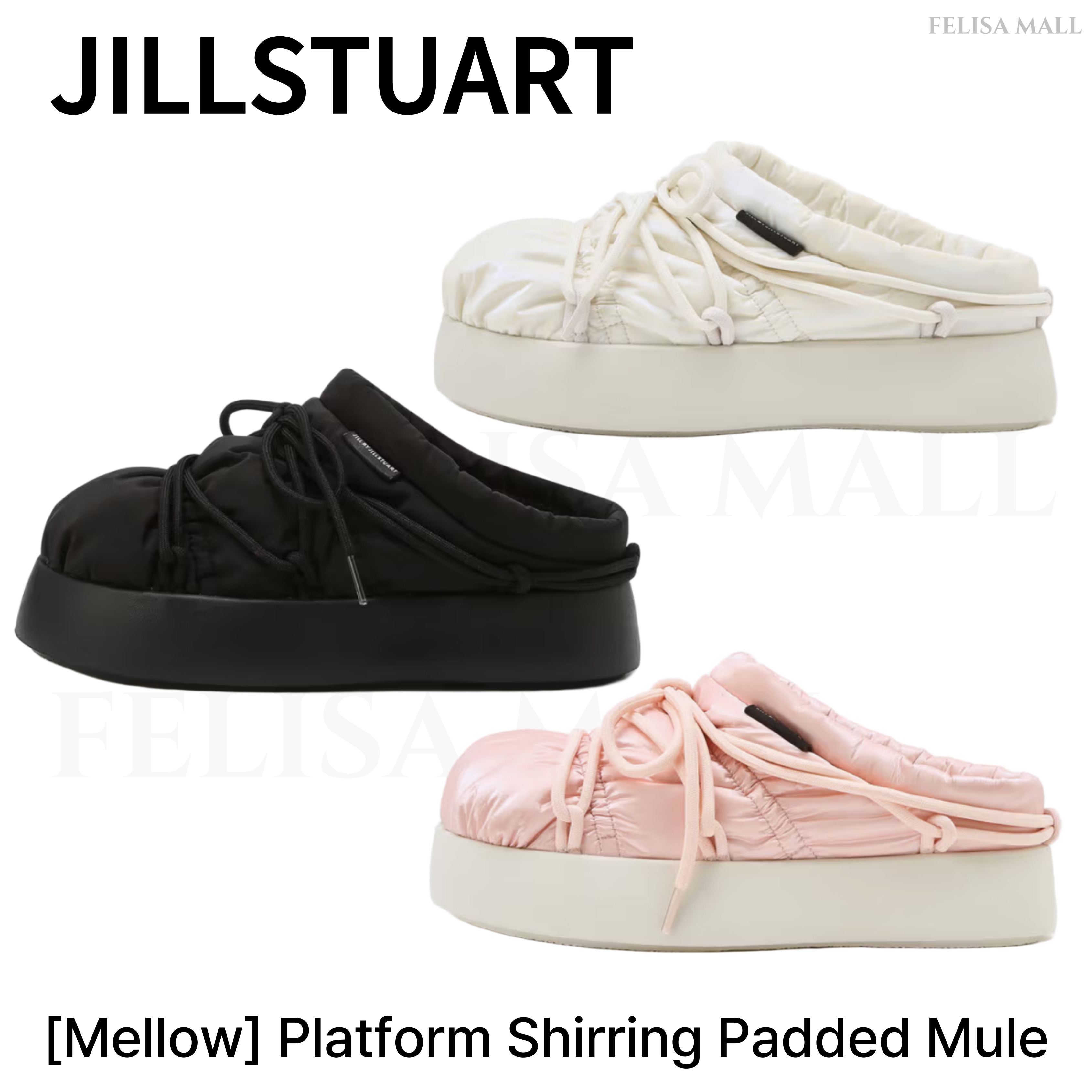[JILLSTUART] 【Mellow】 Platform Shirring Padded Mule モコモコミュール 韓国人気