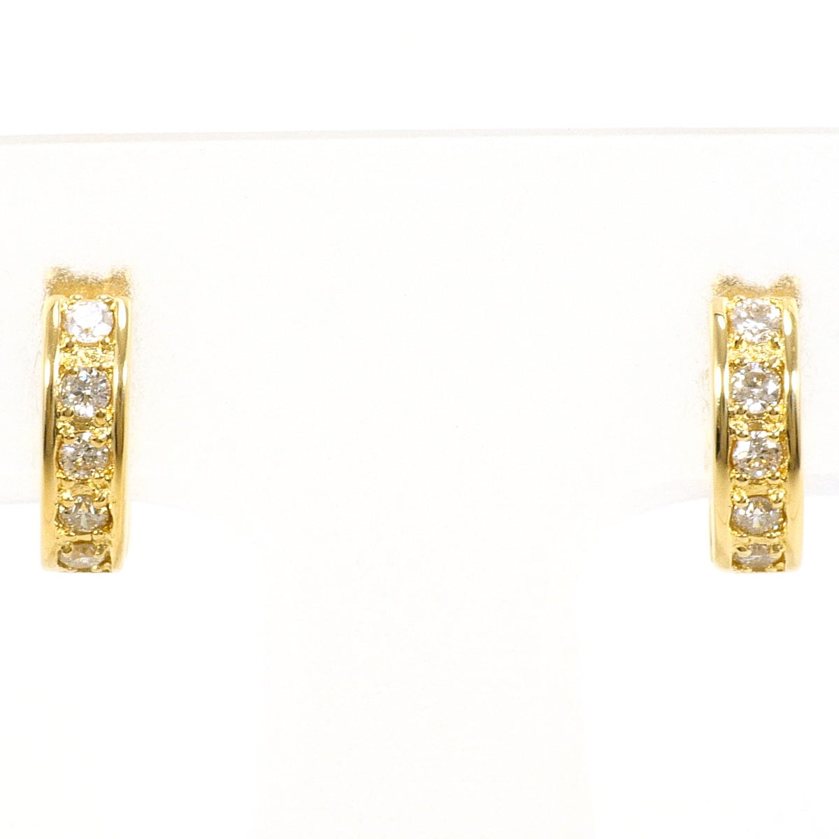 K18 18金 YG イエローゴールド イヤリング ダイヤモンド 0.09ct 総重量約2.2g 中古