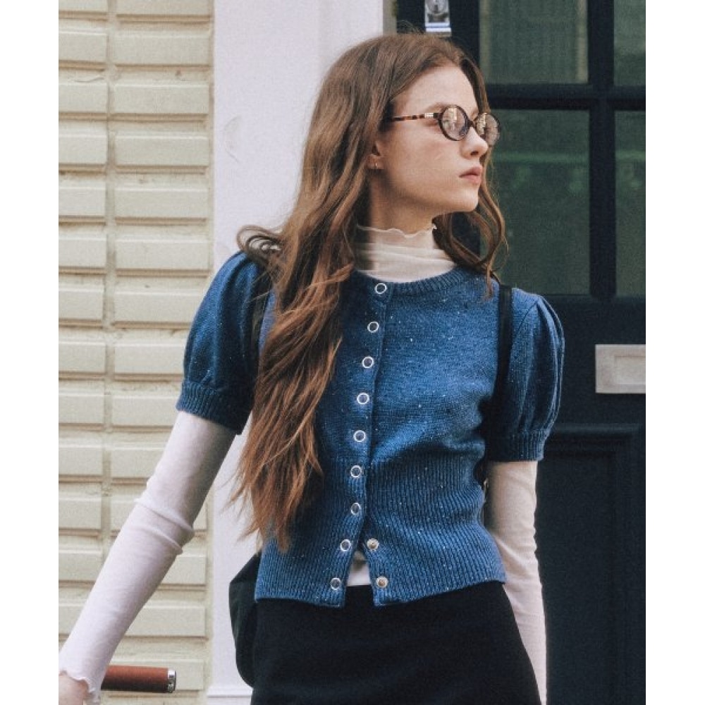 レターフロムムーンコニーダストハーフカーディガン (ネイビー)