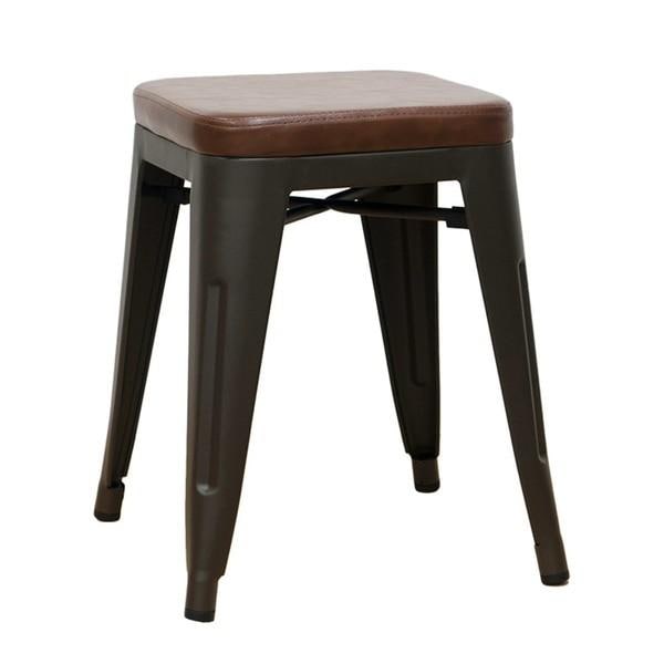 椅子 チェア スツール おしゃれ インダストリアル 4脚セット ヴィンテージ メタル スタッキング レザー クッション いす イス 完成品 座面高さ45cm