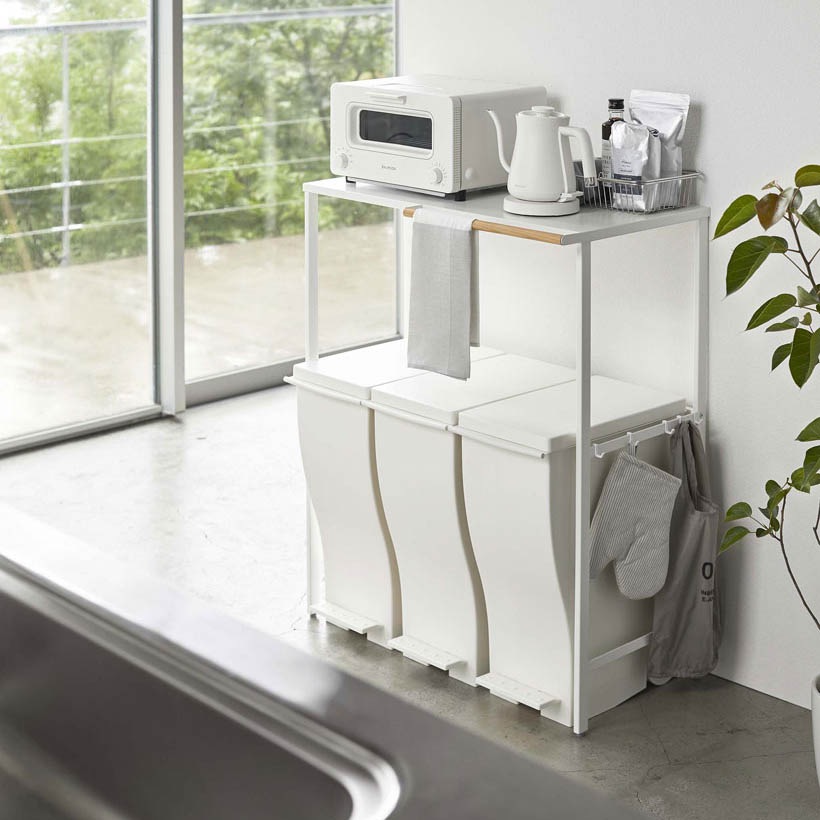 伸縮式キッチンラック 山崎実業 TOWER タワー 伸縮ゴミ箱上ラック ホワイト 10,450円