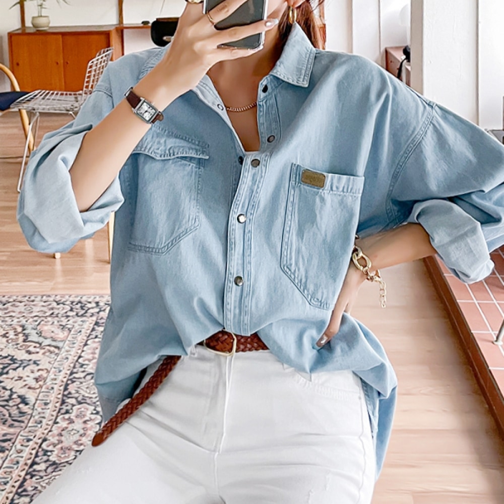 (マーク21) (55~99) ベーシックデニムシャツ NK21-T-32