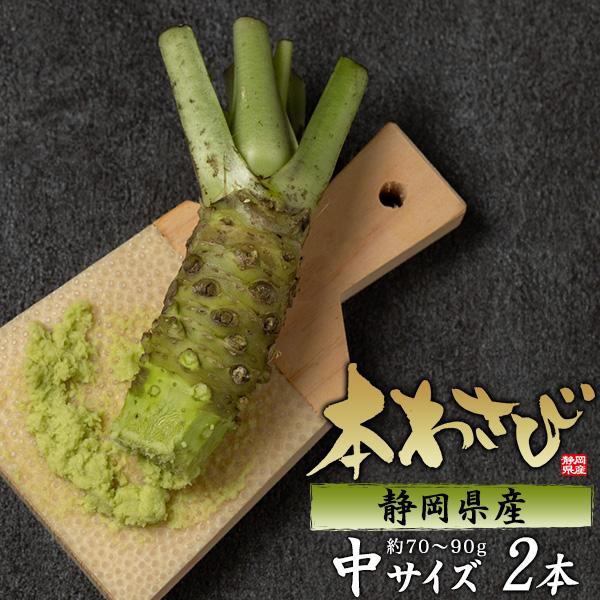 2本セット 静岡県産 本わさび 中サイズ 約70～90g×2本 国産 ワサビ 香味野菜 薬味 季節の食材 和食 調味料 お取り寄せ食材 数量限定 冷蔵クール便