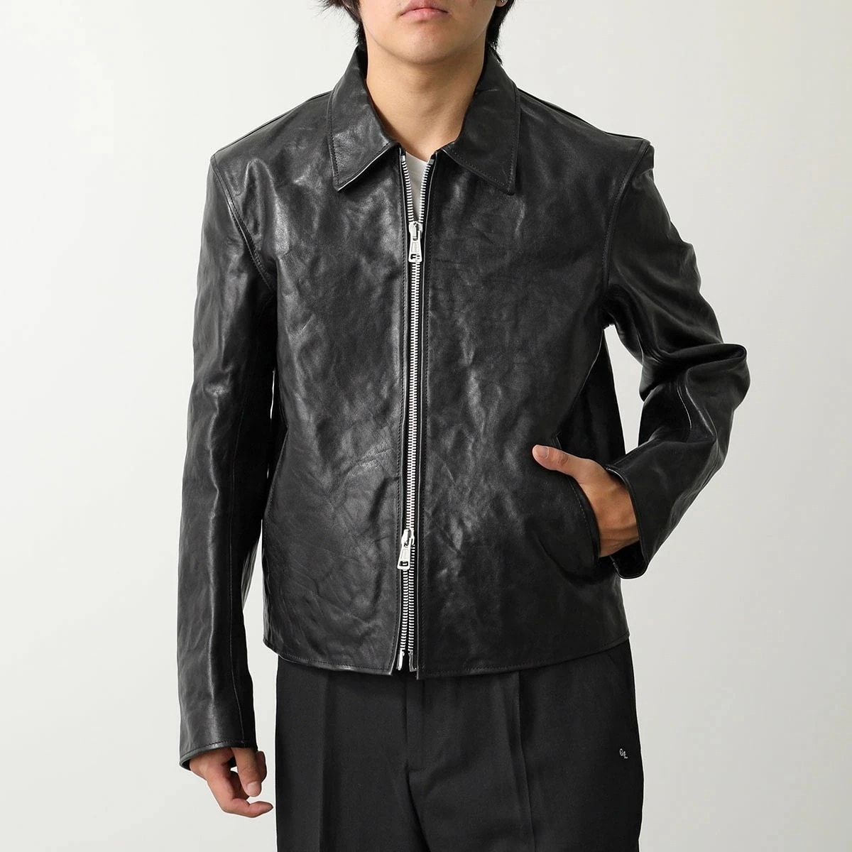 OUR LEGACY アワーレガシー ジャケット MINI JACKET ミニ M4239MTD メンズ レザー ボクシーフィット TOP-DYED-BLACK-LEATHER 164,020円