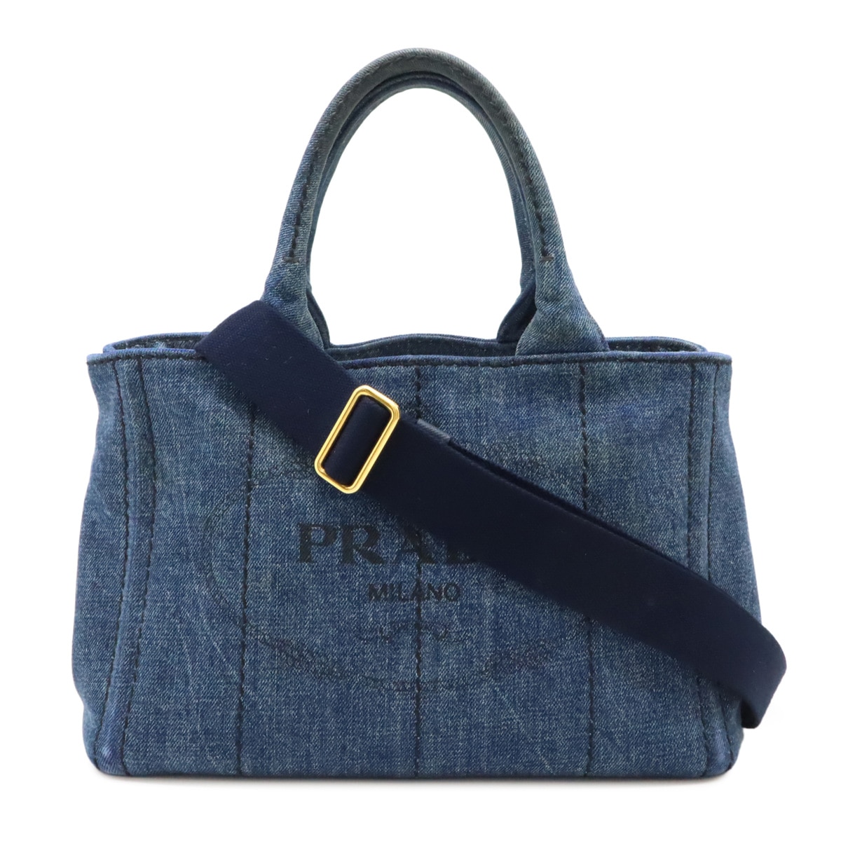 CANAPA カナパ トートバッグ ハンドバッグ 2WAY ショルダーバッグ デニム ブルー 青 ゴールド金具 1BG43