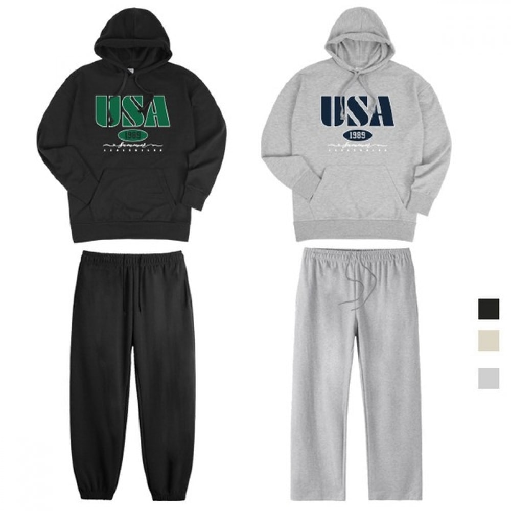 [ポール＆ポール] USA 1989 オーバーフィットパーカーパンツSET ジョガーワイドパンツ3色