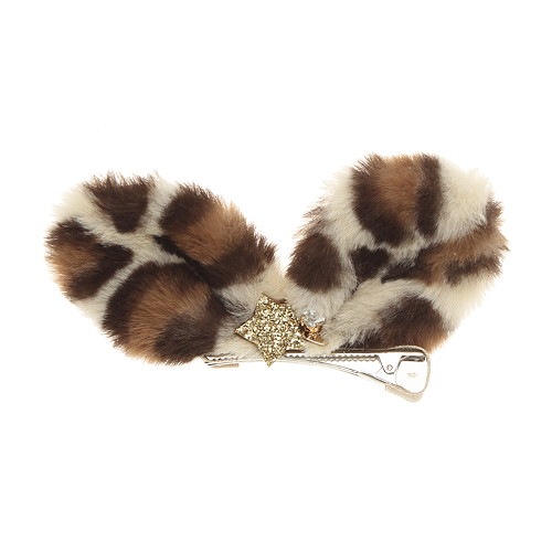 【レオパードファーリボン】ベビーヘアクリップ　キッズヘアクリップ　ヘアピン　② 楽天市場】ニアーン ヘアクリップ 黄色とレースが可愛い