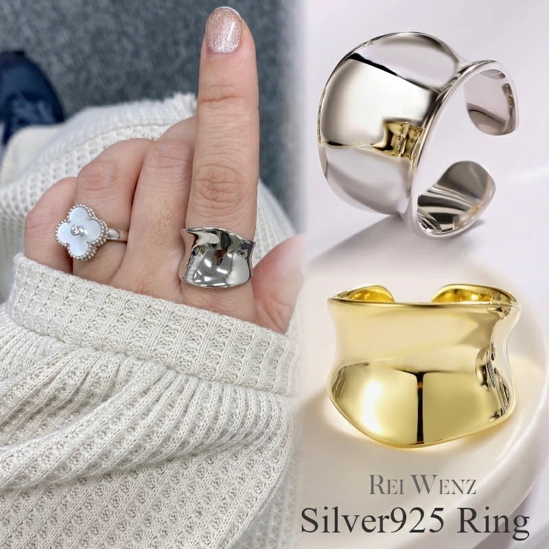 【高品質Silver925】【フリーサイズ】リング 指輪 ワイド Silver925 太 幅広 レディース シンプル ツイスト デザインリング おしゃれ プレゼント 重ね