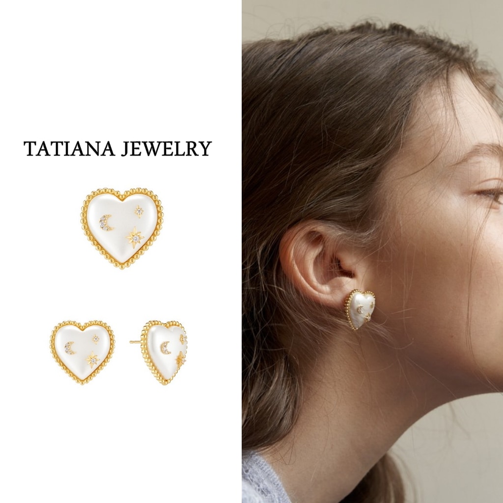 ピアス TATIANA Heart Milky Way Pearl Earrings EC1675 TATIANA】 Heart Milky way Pearl Earring ピアス (EC1675) ピアス