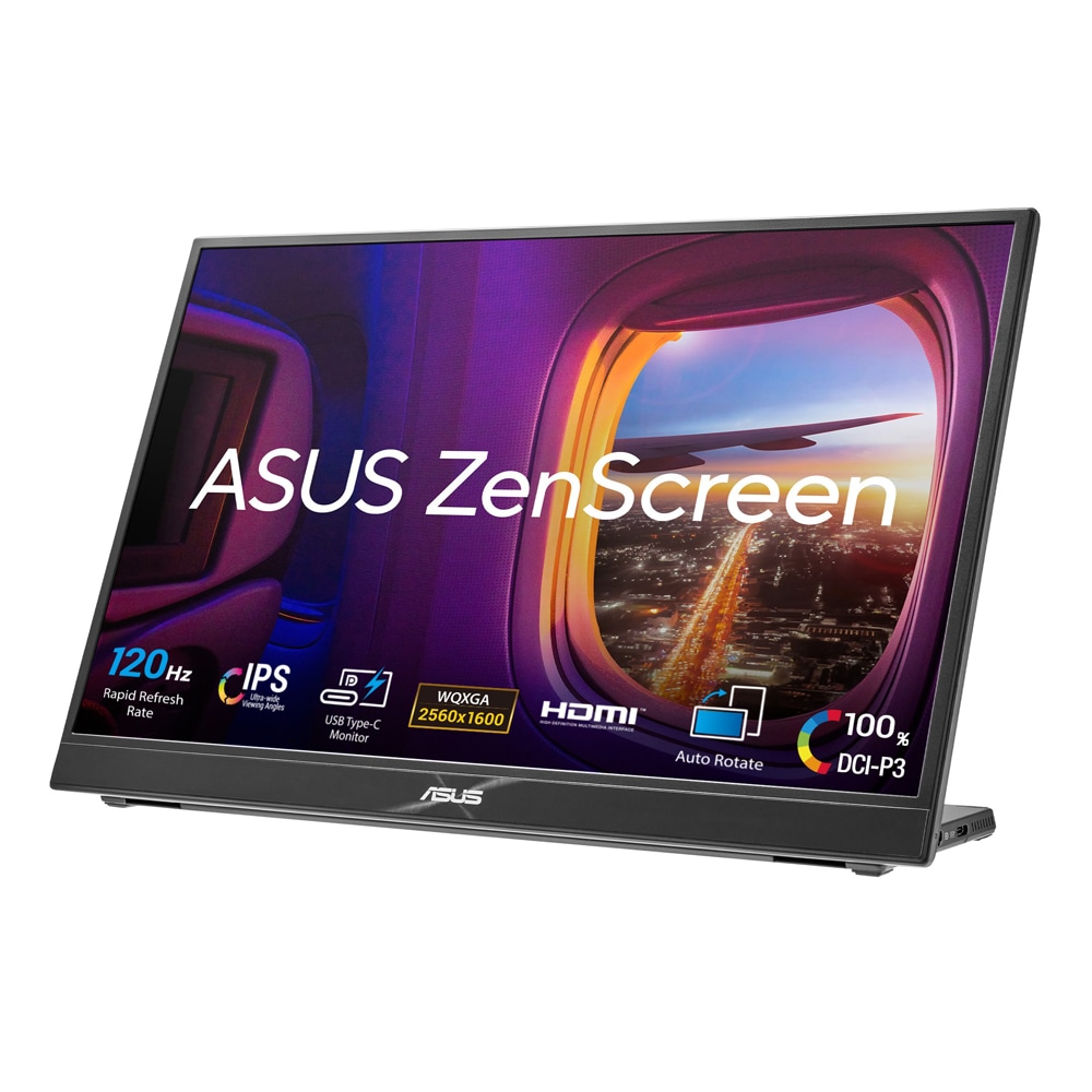 ASUSエイスース モバイル液晶ディスプレイ(16型/IPS/WQXGA 2560×1600/120Hz/5ms/HDR400/HDMI2.0/USB Type-C/3年保証)(ダークグレー) M