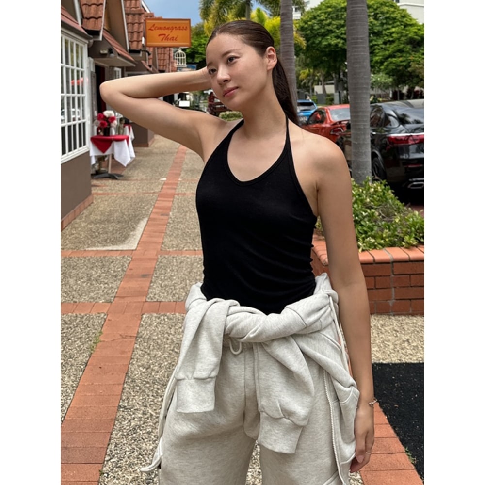 INJIACTIVE ホルターネックナシブラック